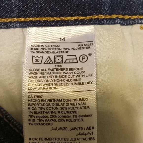 Old Navy Short Classic Bermuda Jean Mid Rise Stretch Dark Blue W 14 Whiskers Zip - Picture 4 of 10